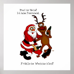 Santa Claus met een maas - Fijne kerst Poster
