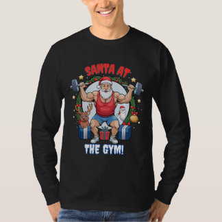 Santa Claus met een Twist - Gym Santa Holiday humo T-shirt