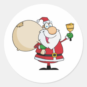 Santa Claus met Jingle Bell Ronde Sticker