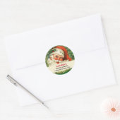  Santa Claus met Pine Wreate Business Ronde Sticker (Envelop)