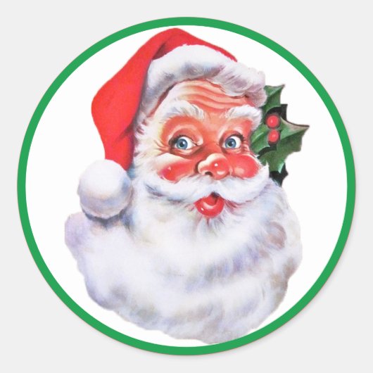 Santa Claus met rode en groene envelop Ronde Sticker (Voorkant)