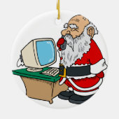santa claus met telefoon en computer keramisch ornament (Achterkant)