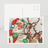 Santa Claus met twee lezers die kerstliedjes zinge Briefkaart (Voorkant / Achterkant)