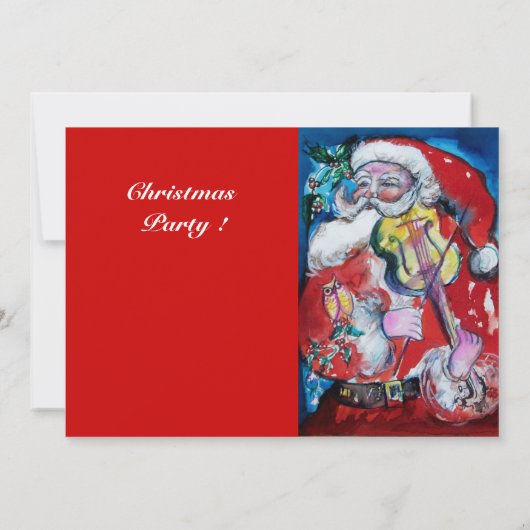 SANTA CLAUS MET VIOLIN, CHRISTMAS PARTIJ KAART (Achterkant)