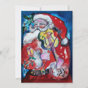 SANTA CLAUS MET VIOLIN, CHRISTMAS PARTIJ KAART