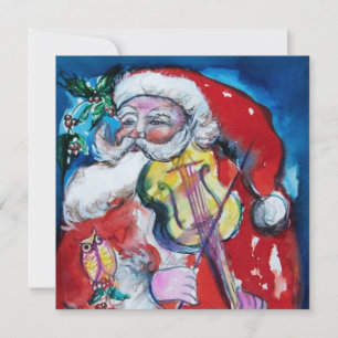 SANTA CLAUS MET VIOLIN - CHRISTMAS PARTY Silver Kaart