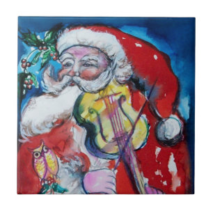 SANTA CLAUS MET VIOLIN TEGELTJE