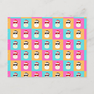 Santa Claus modern neon multicolor fotocollage Briefkaart