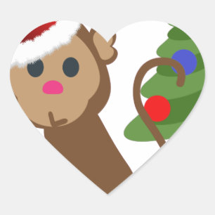 santa claus monkey emoji hart sticker