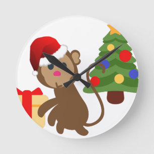santa claus monkey emoji ronde klok