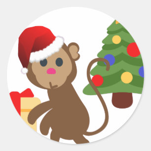 santa claus monkey emoji ronde sticker