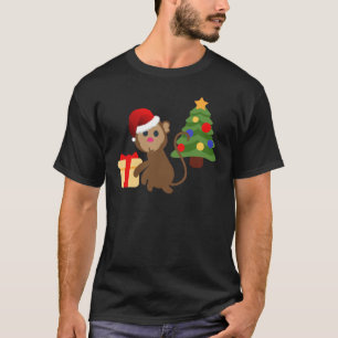 santa claus monkey emoji t-shirt