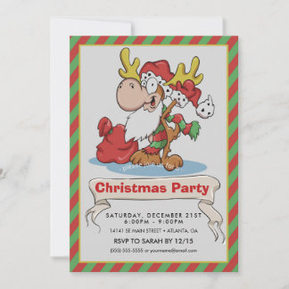 Santa Claus Moose Cartoon Illustratie Kaart