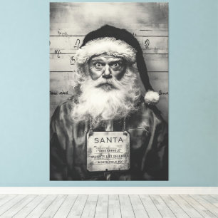 Santa Claus Mugshot: Naughty List Gone Wrong Canvas Afdruk