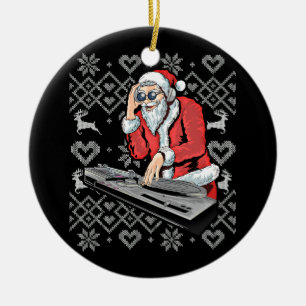Santa Claus Music DJ Ugly kersttacky mas Keramisch Ornament