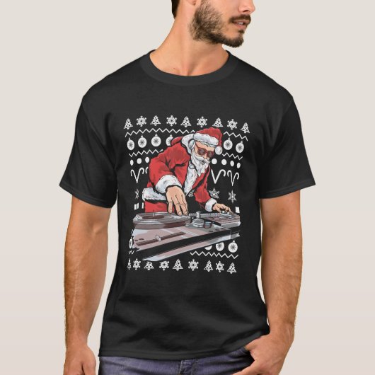 Santa Claus Music DJ Ugly Tacky kerstcadeau voor k T-shirt (Voorkant)