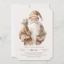 Santa Claus Naturel Chaleureux Fête Invitation