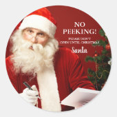 Santa Claus No Peking Round Gift Stickers (Voorkant)
