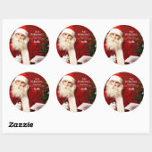 Santa Claus No Peking Round Gift Stickers (Vel)