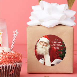 Santa Claus No Peking Round Gift Stickers