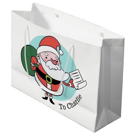 Santa Claus nom personnalisé grand sac cadeau (Devant Angle)