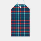 Santa Claus Noordpool Roze & Blauw Plaid Kerstmis Cadeaulabel (Achterkant)