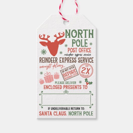 Santa Claus North Pole Express Delivery Custom Cadeaulabel (Voorkant)