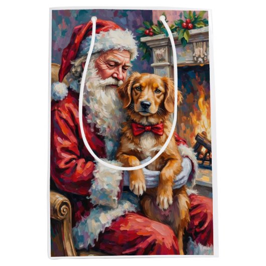 Santa Claus Nova Scotia Duck Tolling Retriever  Medium Cadeauzakje (Voorkant)