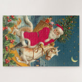 Santa Claus on a wooden horse Legpuzzel (Horizontaal)