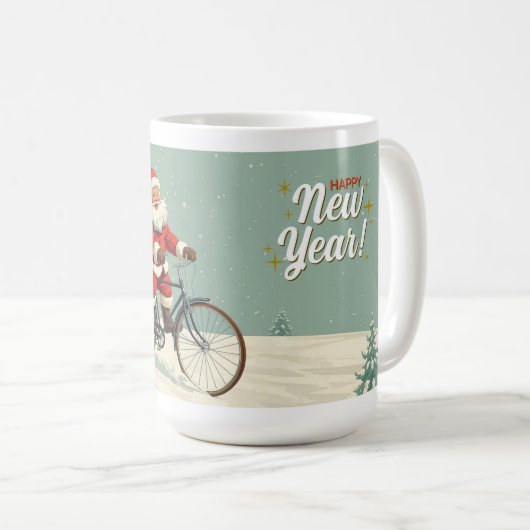 Santa Claus on Bicycle Christmas Mug (Devant droit)