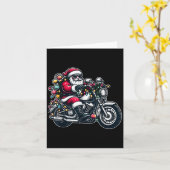 Santa Claus On Motorcycle Funny Biker Christmas Xm Kaart (Gele Bloem)