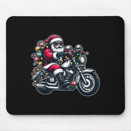 Santa Claus On Motorcycle Funny Biker Christmas Xm Muismat (Voorkant)