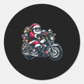 Santa Claus On Motorcycle Funny Biker Christmas Xm Ronde Sticker (Voorkant)