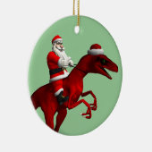 Santa Claus op Dinosaur Keramisch Ornament (Rechts)