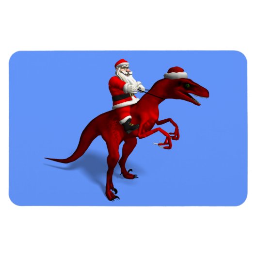 Santa Claus op Dinosaur Magneet (Horizontaal)