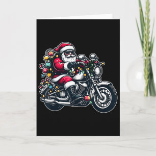 Santa Claus op motorfiets Grappige Biker Kerstmis Kaart