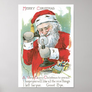 Santa Claus op Telefoon Poster