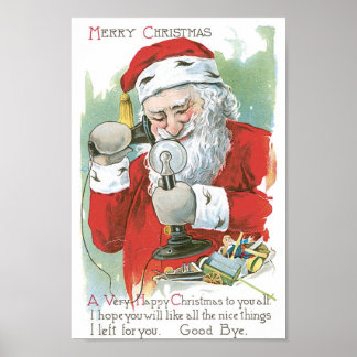 Santa Claus op Telefoon Poster