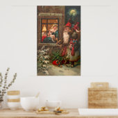 Santa Claus op zijn weg 4 Poster (Keuken)