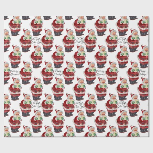 Santa Claus Oude Fashioned Retro Kerstmis Cadeaupapier (Vlak)