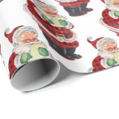 Santa Claus Oude Fashioned Retro Kerstmis Cadeaupapier (Rol Hoek)