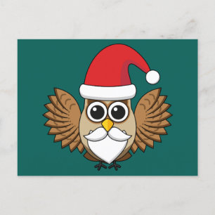 Santa Claus Owl Feestdagenkaart
