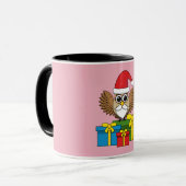 Santa Claus Owl met Cadeaus Mok (Voorkant links)
