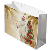 Santa Claus Palm Tree Glam Christmas Gift Bag Set Groot Cadeauzakje (Achterkant Gekanteld)