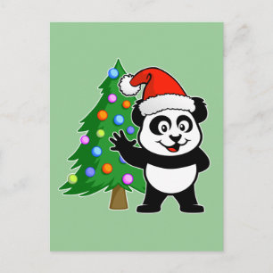 Santa Claus Panda Feestdagenkaart