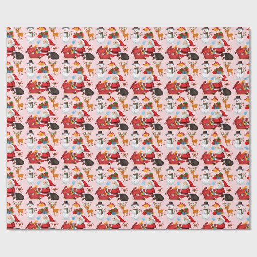 Santa Claus patroon Christmas Wrapping Paper Cadeaupapier (Vlak)