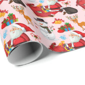 Santa Claus patroon Christmas Wrapping Paper Cadeaupapier (Rol Hoek)