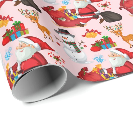 Santa Claus patroon Christmas Wrapping Paper Cadeaupapier (Rol Hoek)