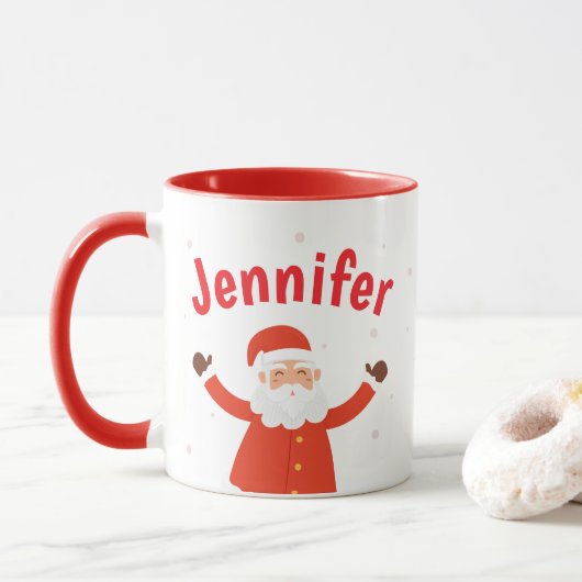 Santa Claus Personaliseer Christmas Coffee Mok (Met donut)