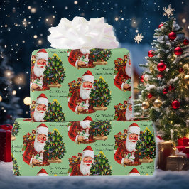 Santa Claus Personaliseer de Naam van Ontvangers K Cadeaupapier